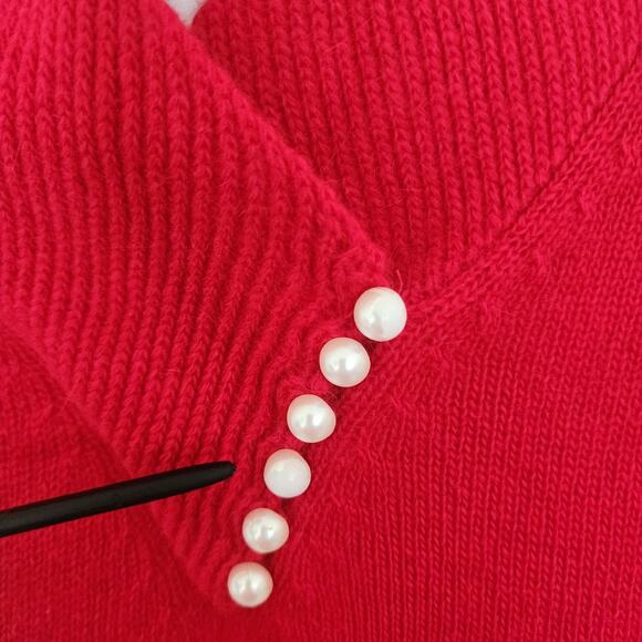 Vintage Yarn Works Red Lambswool Angora Rabbit hair Size M? Valentines Christmas - Picture 8 of 9